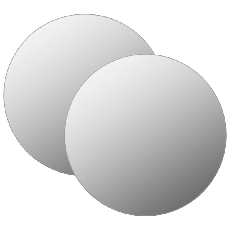 Wandspiegel 2 Stk. 60 cm Rund Glas Wandspiegel 2 Stk. 60 cm Rund Glas