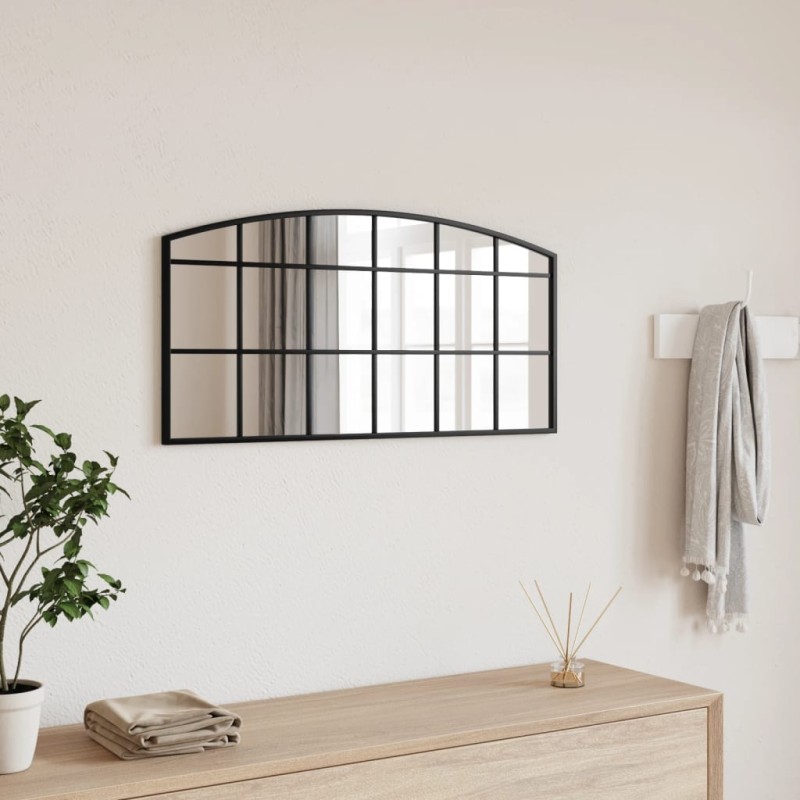 vidaXL Wandspiegel Schwarz 80x40 cm Gewölbt Eisen vidaXL Wandspiegel Schwarz 80x40 cm Gewölbt Eisen