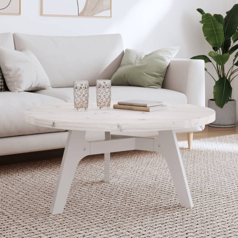 vidaXL Tischplatte Rund Weiß Ø90x3 cm Massivholz Kiefer vidaXL Tischplatte Rund Weiß Ø90x3 cm Massivholz Kiefer