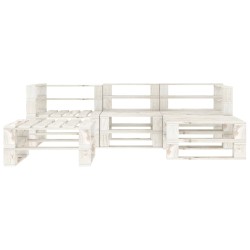 5-tlg. Garten-Lounge-Set aus Paletten Holz Weiß
