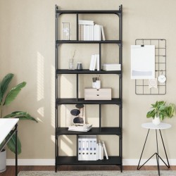 vidaXL Bücherregal 6 Böden Schwarz 76x32x192 cm Holzwerkstoff