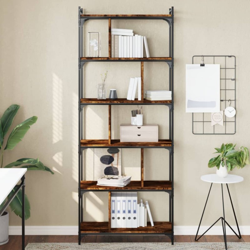 vidaXL Bücherregal 6 Böden Räuchereiche 76x32x192 cm Holzwerkstoff vidaXL Bücherregal 6 Böden Räuchereiche 76x32x192 cm Holzwerkstoff