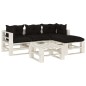 5-tlg. Garten-Lounge-Set Paletten mit Kissen in Schwarz Holz 5-tlg. Garten-Lounge-Set Paletten mit Kissen in Schwarz Holz