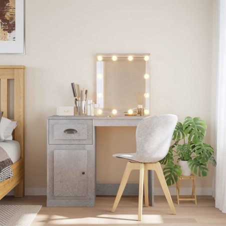 vidaXL Schminktisch mit LED-Leuchten Betongrau 90x42x132,5 cm