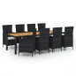 vidaXL 9-tlg. Garten-Essgruppe mit Kissen Poly Rattan Schwarz vidaXL 9-tlg. Garten-Essgruppe mit Kissen Poly Rattan Schwarz