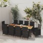 vidaXL 11-tlg. Garten-Essgruppe mit Auflagen Poly Rattan Schwarz vidaXL 11-tlg. Garten-Essgruppe mit Auflagen Poly Rattan Schwarz