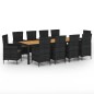 vidaXL 11-tlg. Garten-Essgruppe mit Auflagen Poly Rattan Schwarz vidaXL 11-tlg. Garten-Essgruppe mit Auflagen Poly Rattan Schwarz