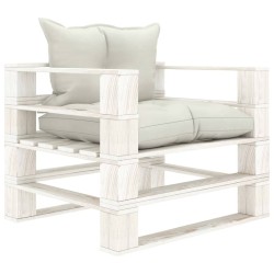 vidaXL Garten-Palettensofa mit Kissen in Beige Holz