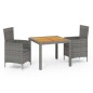 vidaXL 3-tlg. Garten-Essgruppe mit Auflagen Poly Rattan Grau vidaXL 3-tlg. Garten-Essgruppe mit Auflagen Poly Rattan Grau