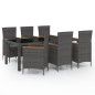 vidaXL 7-tlg. Garten-Essgruppe mit Auflagen Poly Rattan Schwarz & Grau vidaXL 7-tlg. Garten-Essgruppe mit Auflagen Poly Rattan Schwarz & Grau
