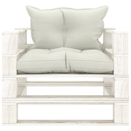 vidaXL Garten-Palettensofa mit Kissen in Beige Holz
