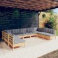 vidaXL 9-tlg. Garten-Lounge-Set mit Grauen Kissen Kiefer Massivholz vidaXL 9-tlg. Garten-Lounge-Set mit Grauen Kissen Kiefer Massivholz