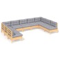 vidaXL 9-tlg. Garten-Lounge-Set mit Grauen Kissen Kiefer Massivholz vidaXL 9-tlg. Garten-Lounge-Set mit Grauen Kissen Kiefer Massivholz