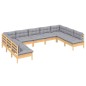 vidaXL 9-tlg. Garten-Lounge-Set mit Grauen Kissen Kiefer Massivholz vidaXL 9-tlg. Garten-Lounge-Set mit Grauen Kissen Kiefer Massivholz
