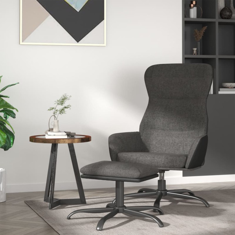 vidaXL Relaxsessel mit Hocker Dunkelgrau Stoff vidaXL Relaxsessel mit Hocker Dunkelgrau Stoff