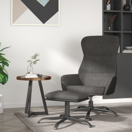 vidaXL Relaxsessel mit Hocker Dunkelgrau Stoff