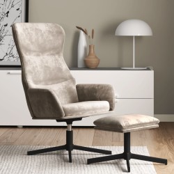 vidaXL Relaxsessel mit Hocker Hellgrau Samt