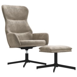 vidaXL Relaxsessel mit Hocker Hellgrau Samt