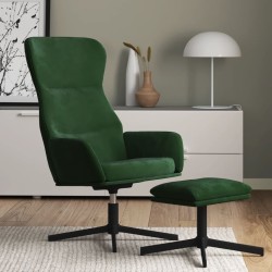 vidaXL Relaxsessel mit Hocker Dunkelgrün Samt