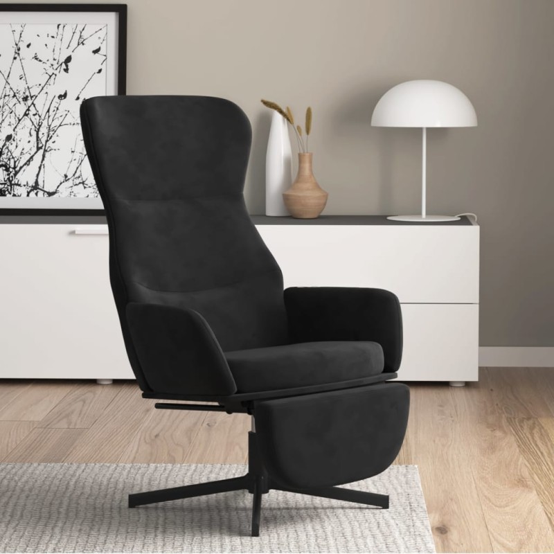 vidaXL Relaxsessel mit Fußstütze Schwarz Samt vidaXL Relaxsessel mit Fußstütze Schwarz Samt