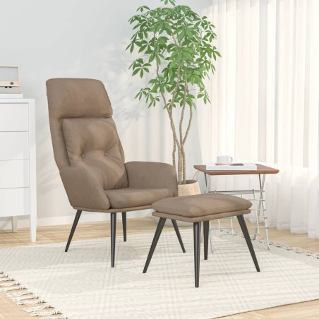vidaXL Relaxsessel mit Hocker Taupe Mikrofasergewebe