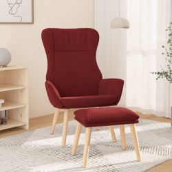 vidaXL Relaxsessel mit Hocker Weinrot Stoff