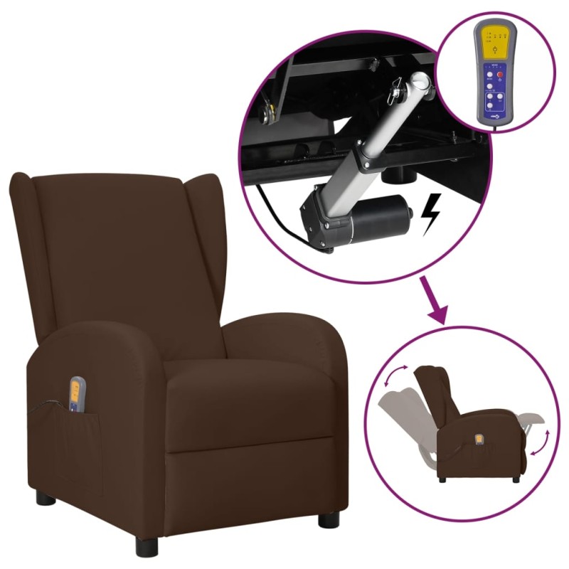 vidaXL Ohrensessel mit Massagefunktion Aufstehhilfe Braun Kunstleder vidaXL Ohrensessel mit Massagefunktion Aufstehhilfe Braun Kunstleder