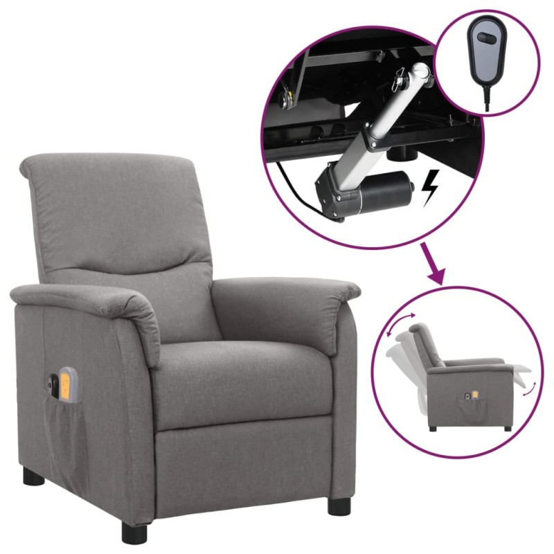 vidaXL Massagesessel Elektrisch Hellgrau Stoff vidaXL Massagesessel Elektrisch Hellgrau Stoff