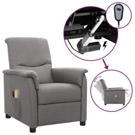 vidaXL Massagesessel Elektrisch Hellgrau Stoff