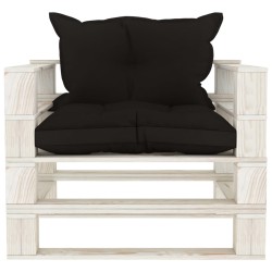 Garten-Palettensofa mit Kissen in Schwarz Holz