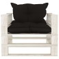 Garten-Palettensofa mit Kissen in Schwarz Holz Garten-Palettensofa mit Kissen in Schwarz Holz