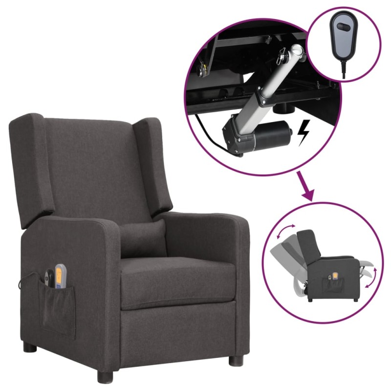 vidaXL Massagesessel Elektrisch Dunkelgrau Stoff vidaXL Massagesessel Elektrisch Dunkelgrau Stoff