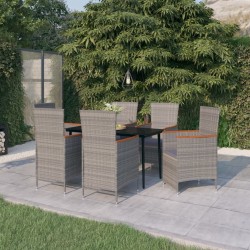 vidaXL 7-tlg. Garten-Essgruppe mit Auflagen Grau