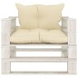 Garten-Palettensofa mit Kissen in Creme Holz Garten-Palettensofa mit Kissen in Creme Holz