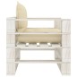 Garten-Palettensofa mit Kissen in Creme Holz Garten-Palettensofa mit Kissen in Creme Holz