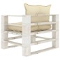 Garten-Palettensofa mit Kissen in Creme Holz Garten-Palettensofa mit Kissen in Creme Holz