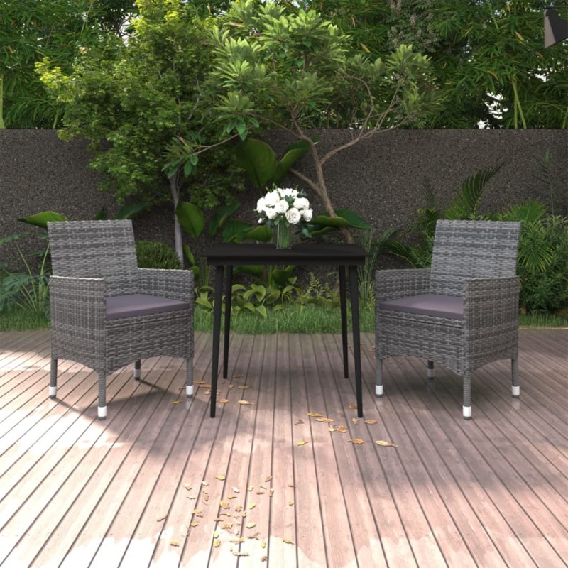 vidaXL 3-tlg. Garten-Essgruppe mit Auflagen Poly Rattan und Glas vidaXL 3-tlg. Garten-Essgruppe mit Auflagen Poly Rattan und Glas