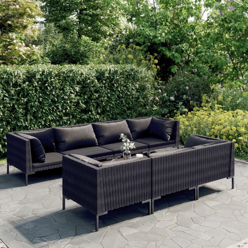 vidaXL 8-tlg. Garten-Lounge-Set mit Kissen Poly Rattan Dunkelgrau vidaXL 8-tlg. Garten-Lounge-Set mit Kissen Poly Rattan Dunkelgrau