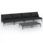 vidaXL 5-tlg. Garten-Lounge-Set mit Kissen Poly Rattan Dunkelgrau vidaXL 5-tlg. Garten-Lounge-Set mit Kissen Poly Rattan Dunkelgrau