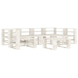 7-tlg. Garten-Lounge-Set aus Paletten Holz Weiß