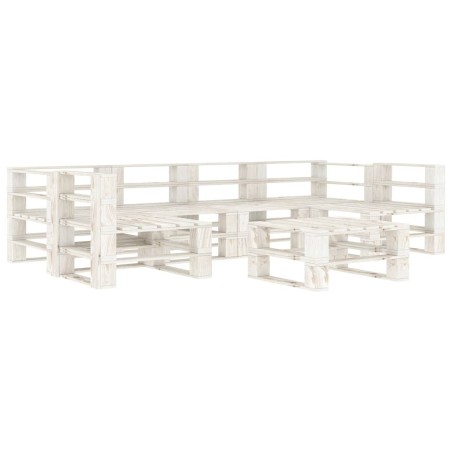7-tlg. Garten-Lounge-Set aus Paletten Holz Weiß