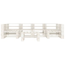 7-tlg. Garten-Lounge-Set aus Paletten Holz Weiß