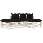 4-tlg. Garten-Lounge-Set Paletten mit Kissen in Schwarz Holz 4-tlg. Garten-Lounge-Set Paletten mit Kissen in Schwarz Holz