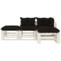 4-tlg. Garten-Lounge-Set Paletten mit Kissen in Schwarz Holz 4-tlg. Garten-Lounge-Set Paletten mit Kissen in Schwarz Holz