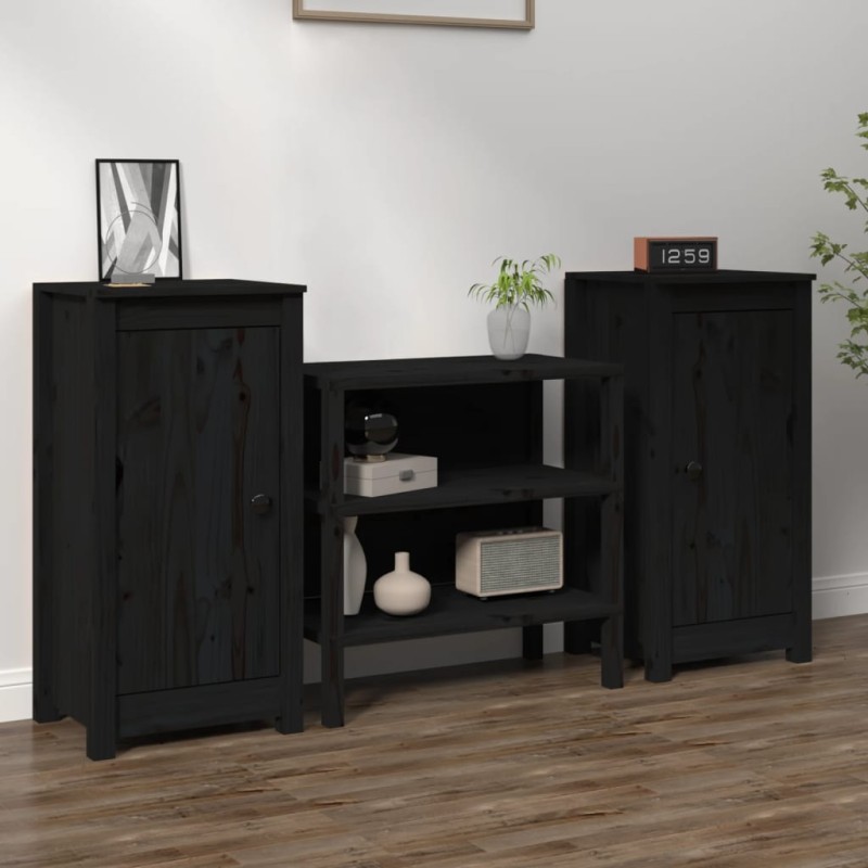 vidaXL Sideboards 2 Stk. Schwarz 40x35x80 cm Massivholz Kiefer vidaXL Sideboards 2 Stk. Schwarz 40x35x80 cm Massivholz Kiefer