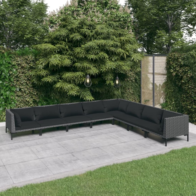 vidaXL 8-tlg. Garten-Lounge-Set mit Auflagen Poly Rattan Dunkelgrau vidaXL 8-tlg. Garten-Lounge-Set mit Auflagen Poly Rattan Dunkelgrau