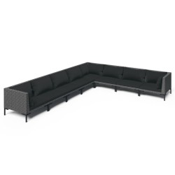 vidaXL 8-tlg. Garten-Lounge-Set mit Auflagen Poly Rattan Dunkelgrau