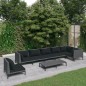 vidaXL 8-tlg. Garten-Lounge-Set mit Auflagen Poly Rattan Dunkelgrau vidaXL 8-tlg. Garten-Lounge-Set mit Auflagen Poly Rattan Dunkelgrau