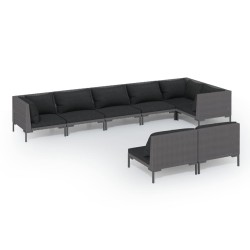 vidaXL 8-tlg. Garten-Lounge-Set mit Kissen Poly Rattan Dunkelgrau