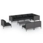 vidaXL 9-tlg. Garten-Lounge-Set mit Kissen Poly Rattan Dunkelgrau vidaXL 9-tlg. Garten-Lounge-Set mit Kissen Poly Rattan Dunkelgrau